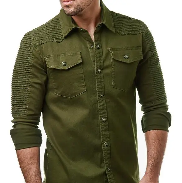 31 moške barva denim srajco em8 moške dolgo sleeved oprati majico KPY923-01-15