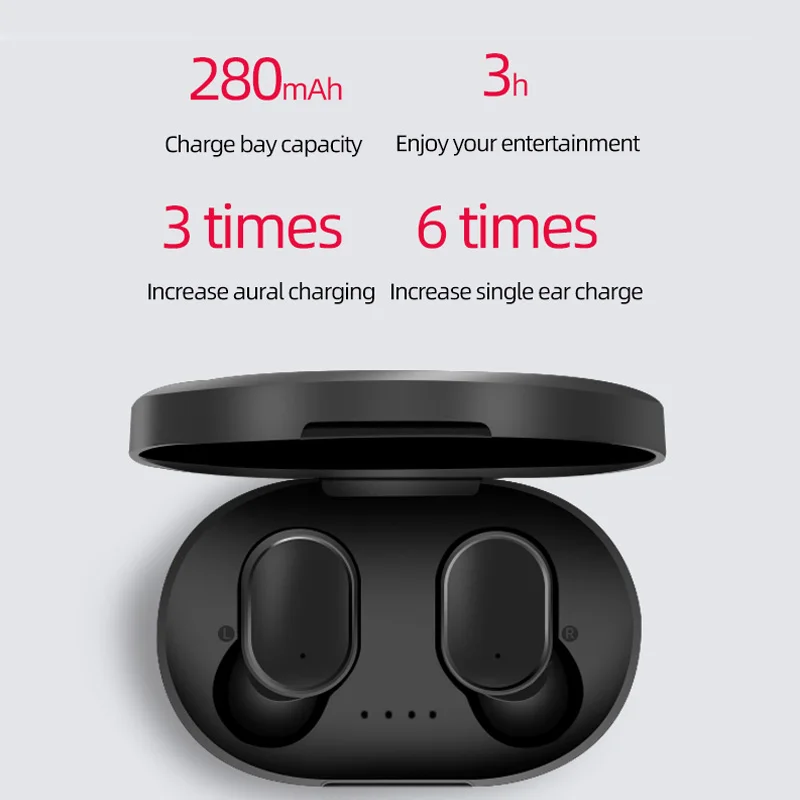A6S TWS Bluetooth 5.0 Slušalke Brezžične Slušalke Šport Čepkov Stereo Slušalke z Mikrofonom Polnjenje box za Vse Pametne telefone