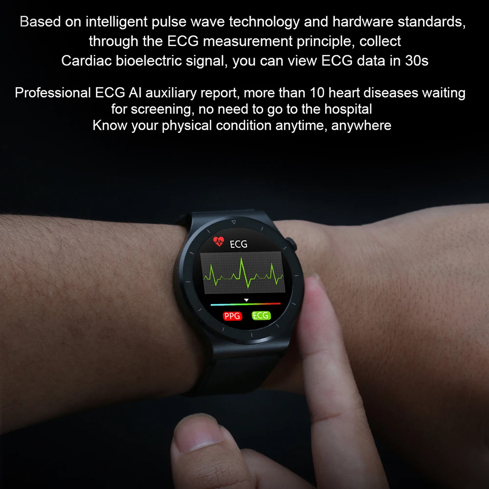 EKG Pametno Gledati Bluetooth Klic Telesne Temperature Smartwatch Moški Ženske Šport Fitnes Tracker Ura Za Android, Apple Xiaomi Huawei