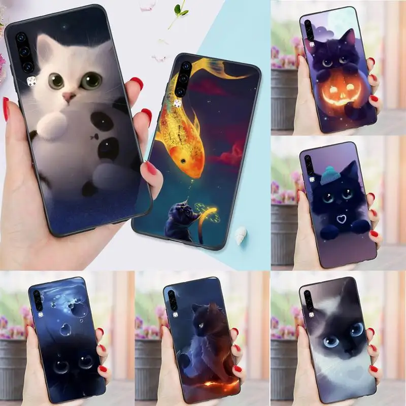 Srčkan Živali Mačka slikarstvo Telefon Primeru Funda Za Huawei P9 P10 P20 P30 Lite 2016 2017 2019 pro plus P smart