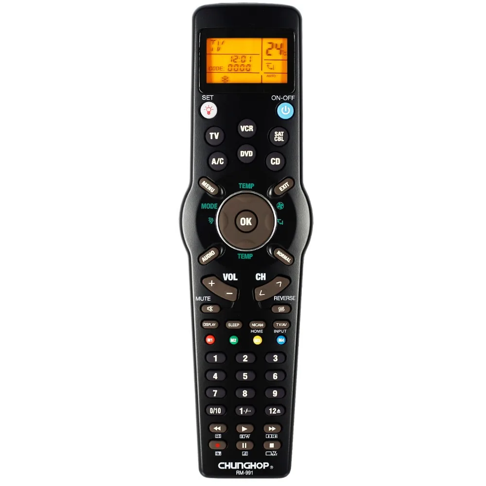 Chunghop RM-991 TV/SAT/DVD/CBL/CD/AC/VCR univerzalni daljinski upravljalnik učenje za 6 mreže v 1 kodo