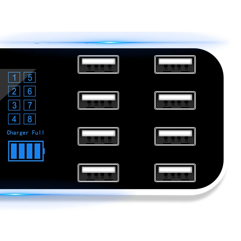 8 Port USB Polnilnik Avto Hitri Polnilnik Power LED Zaslon Multi USB polnilna Postaja Mobilni Telefon Namizje Steno Doma Potovalni Polnilnik