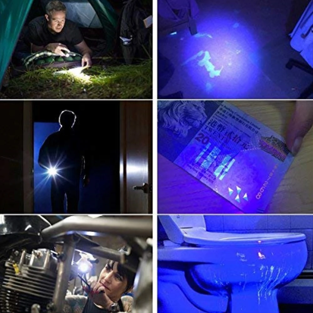 2 v 1 UV Svetilka Mini Pero Večnamensko 395nm ultravijolična Svetilka Bela Vijolična Pero Svetlobe Detektor Baklo za Test