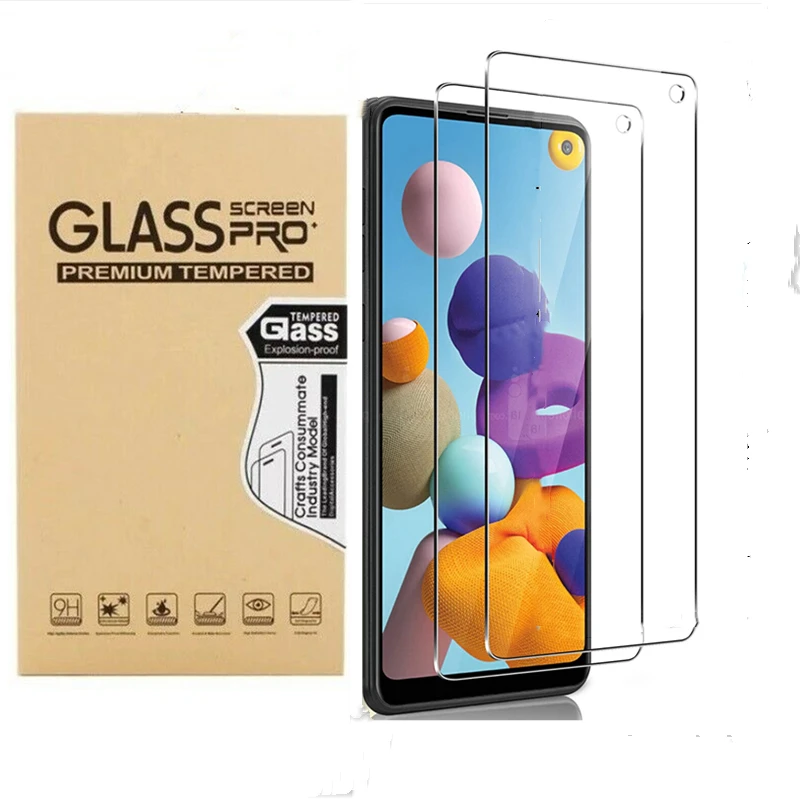 2PCS Kaljeno Steklo za Samsung Galaxy A21 Screen Protector 0.33 mm Anti Scratch Mehurček Prosta