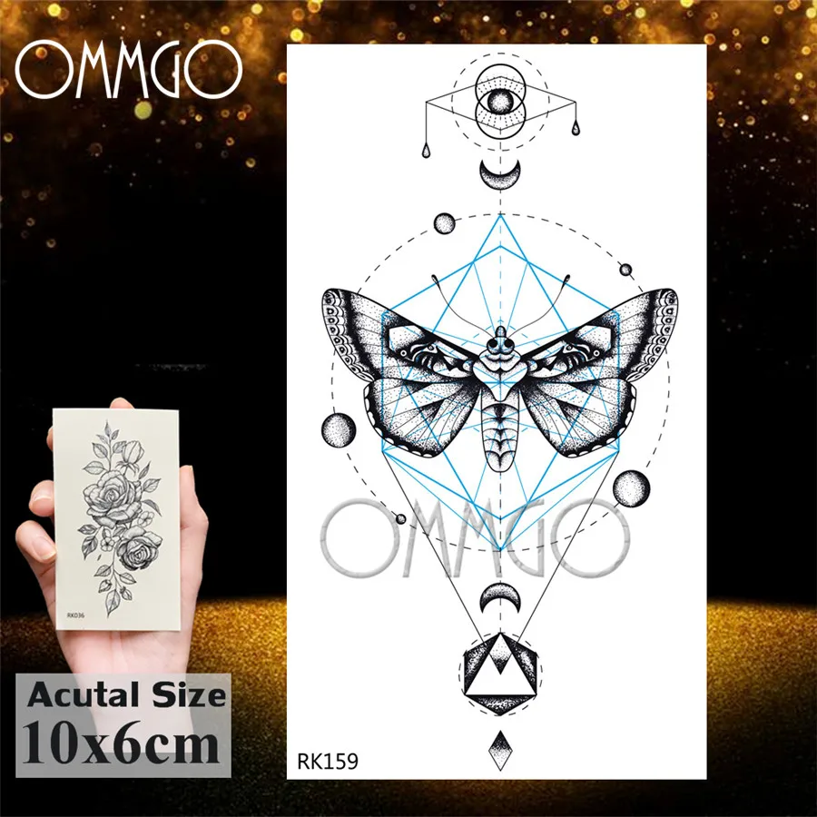 OMMGO Geometrijske Lev Grafiti Začasne Tetovaže Za Moške Nalepke Body Art Roko Akvarel po Meri Tatoos Nepremočljiva Ponaredek Tatoo