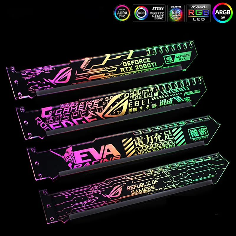 VGA Imetnik Horizontalno GPU Nosilec 5V ARGB 3PIN / 12V RGB 4PIN Razsvetljavo Grafično kartico, ki Podpira MOBO AURA SYNC