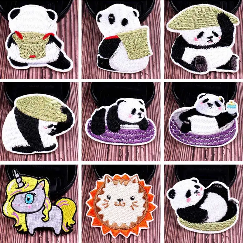 Srčkan Panda Pes Obliž Železa Na Obliži Risanka Živali Vezenega Obliži Za Oblačila Proge Anime Obliž Nalepke Aplicirano Dekor