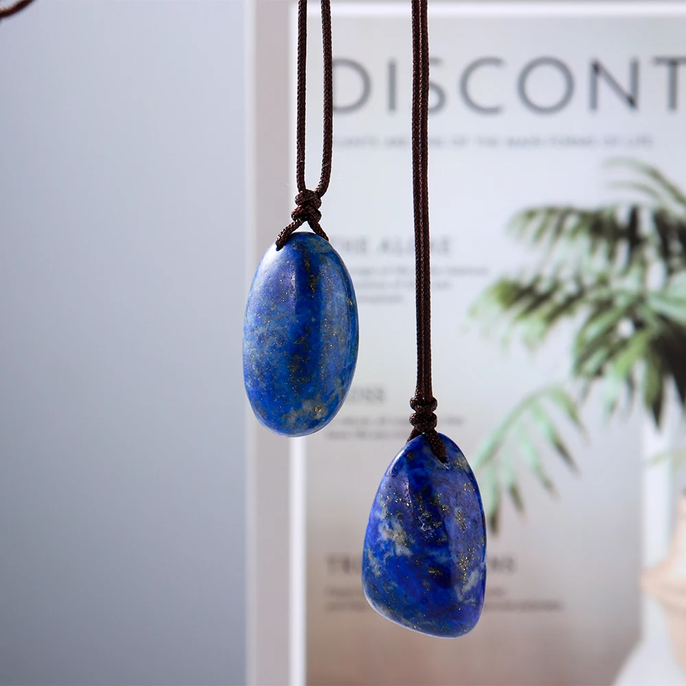 1pc Naravnih Lapis Lazuli Kristali Kamene Ogrlica Vode Spusti Oblike Obesek Gemstone Moda za Ženske, Reiki Healing Darilo Nakit