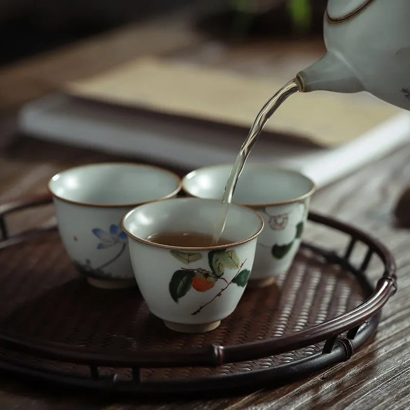 Ru Tea Cup Ru-porcelana Gracked Glazuro Lahko Dvigne Velikosti Teacup Novi Kitajski Slog Keramični Eno Skodelico Master Cup Teacups