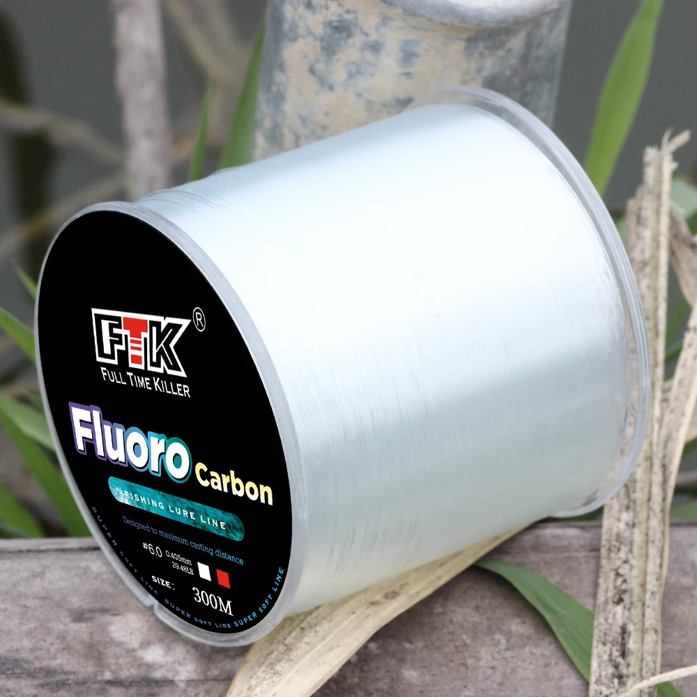 FTK Fluor Fishing Lure Skladu 300m 0.14 mm-0,5 mm 4.13 lb-34.32 lb Ogljikovih Vlaken Letenje Ribolov Line Super Mehko Linijo Pesca