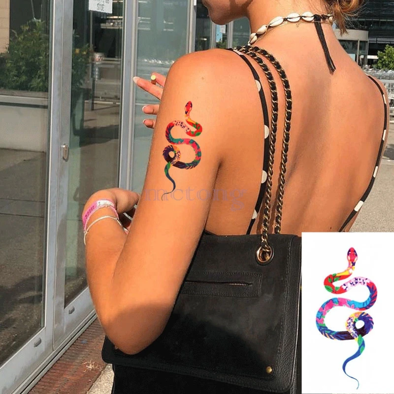 Nepremočljiva Začasni Tattoo Nalepke Modra Cobra Snake Rib Dinozaver Tatuajes Strani Tatouage Telo Flash FakeTattoo Nalepke Taty