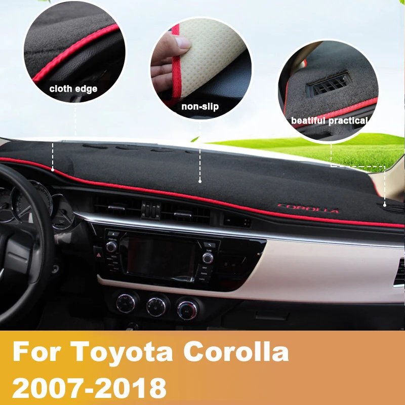 Avto armaturne plošče Izognili Svetlobe Pad Instrument Platformo Kritje Preproge Preproge LHD Za Toyota Corolla E150 E180 2006-2016 2017 2018
