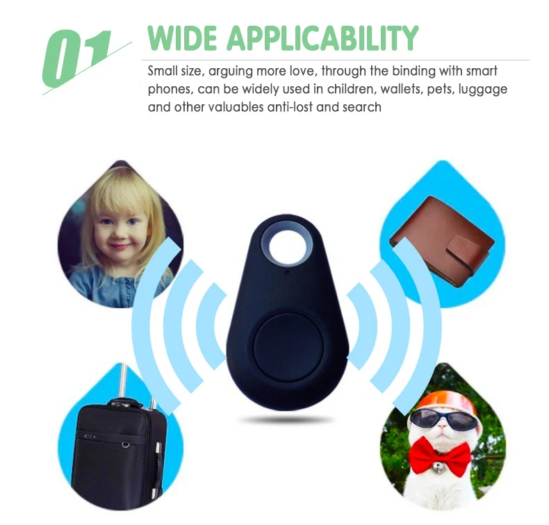 Bluetooth, združljiva Sledilnega Pet Hond Kat Sleutels Portemonnee Vrečko Otroci Tracker Huisdieren Smart GPS Tracker Anti-verloren