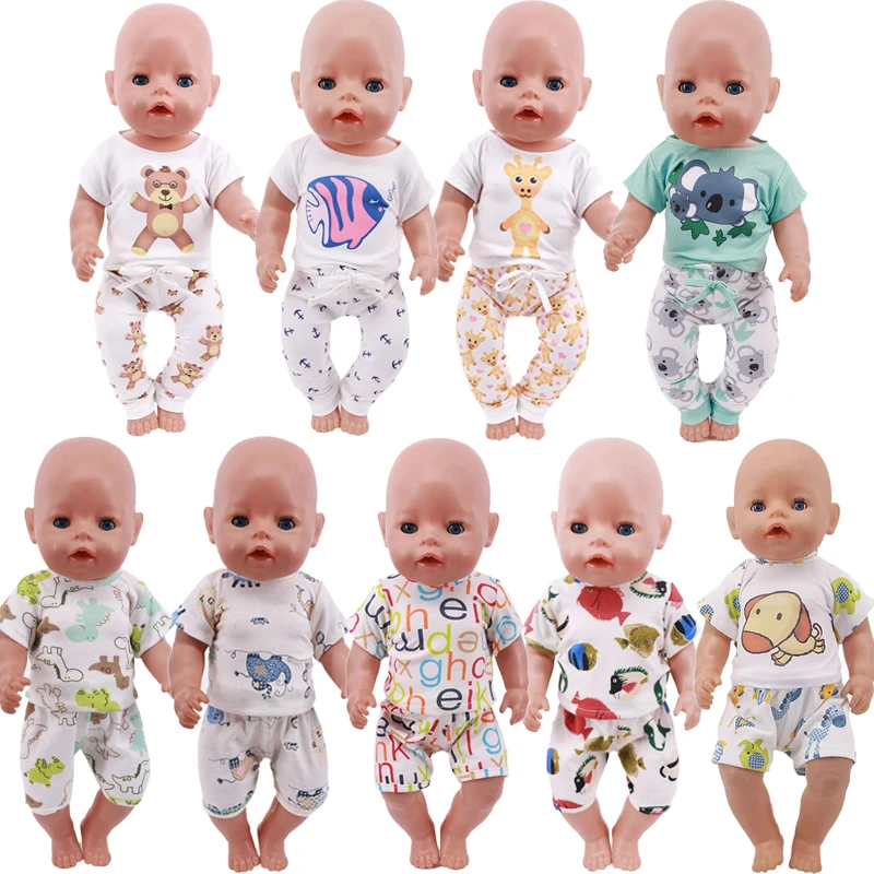 2 kom/Set Cute Pižamo Lutka Dodatki za Oblačila, Obleko Za 18 Inch Dekle Lutka & 43 cm Novo Rojen Baby Doll,Naša Generacija,darila