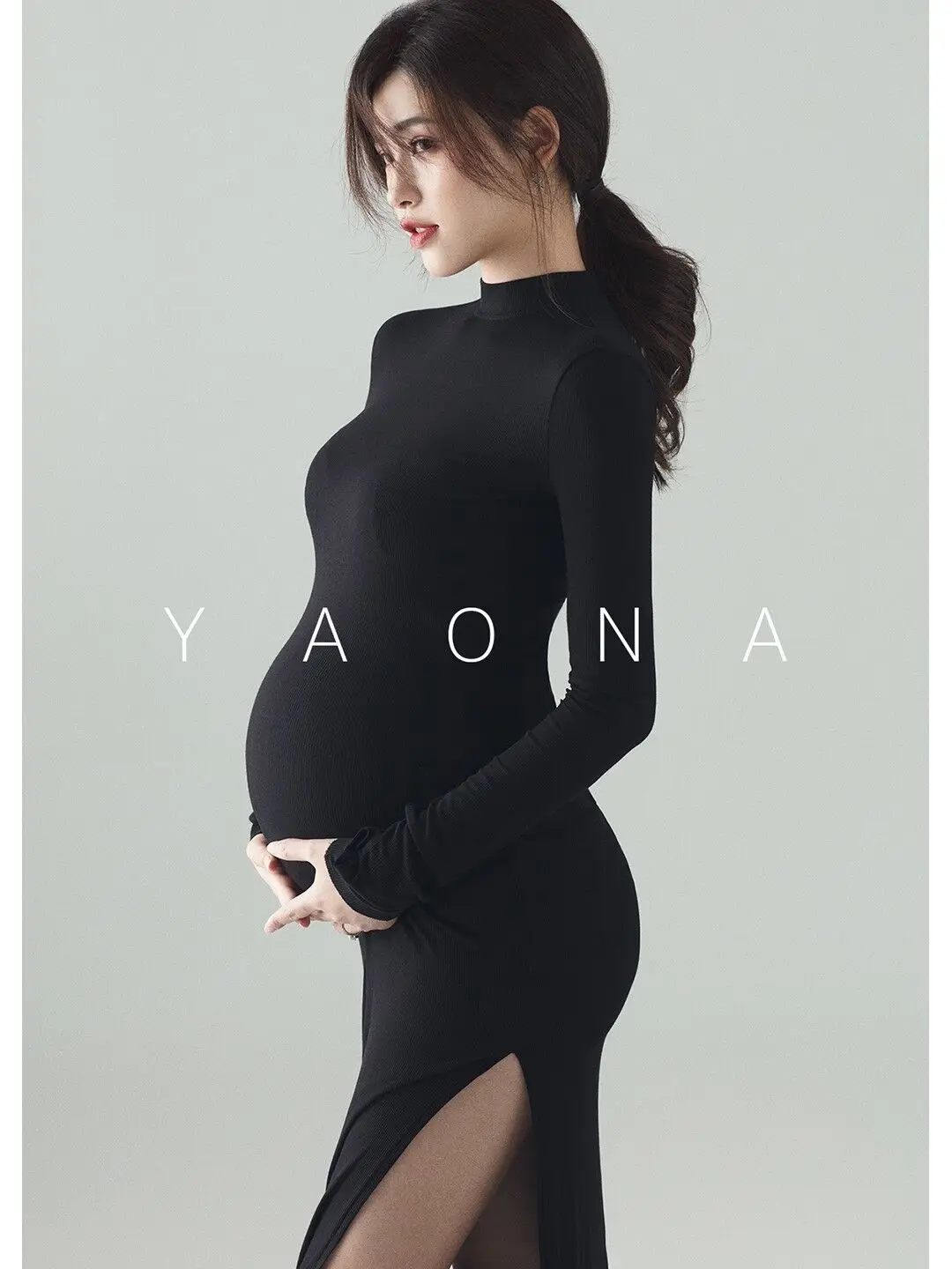 Novo Črno Seksi Porodniškega Obleke Fotografija Rekviziti Split Strani Dolgo Nosečnosti Oblačila Fotografirali Za Nosečnice Obleko 2021