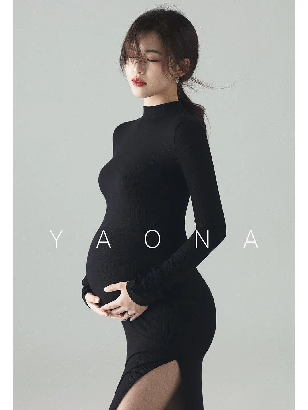 Novo Črno Seksi Porodniškega Obleke Fotografija Rekviziti Split Strani Dolgo Nosečnosti Oblačila Fotografirali Za Nosečnice Obleko 2021