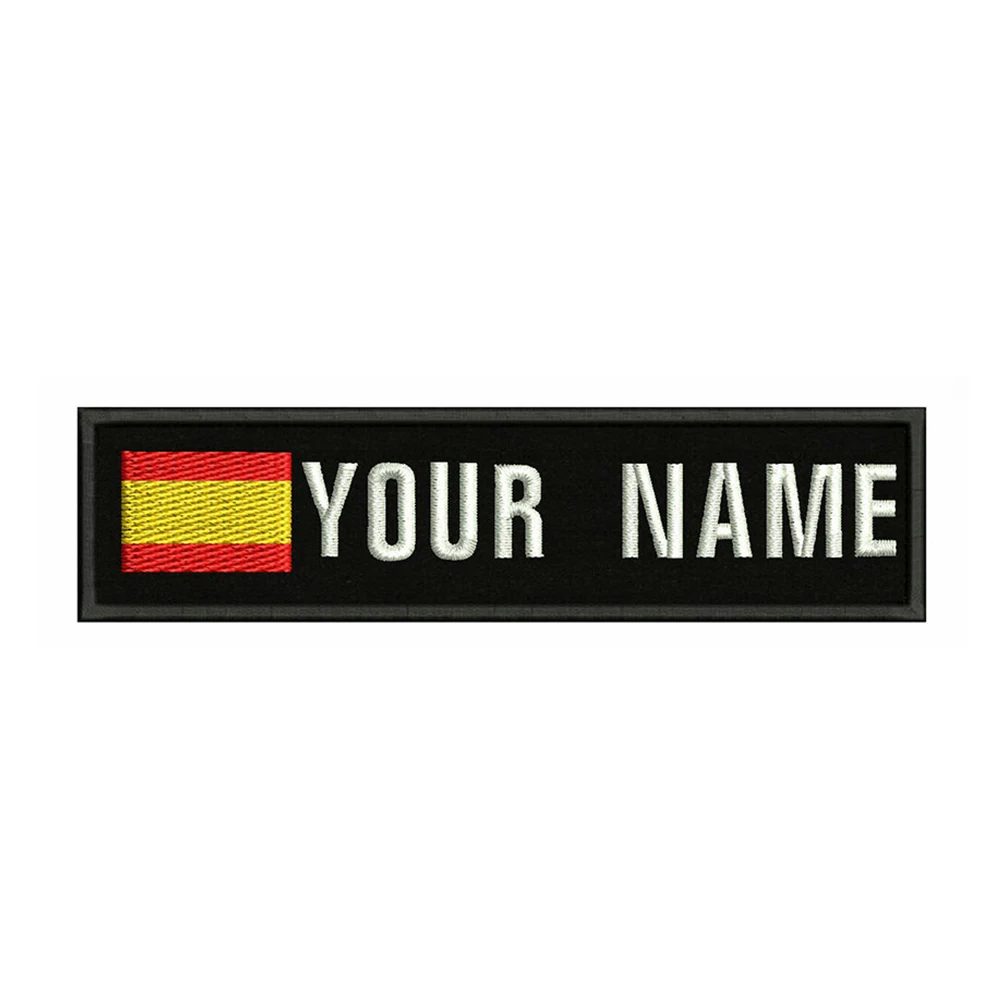 Špansko zastavo Španije 10X2.5 cm Vezenje po Meri Ime Besedilo Obliž Proge značko, iz Železa Ali Velcro Varnostno Obliži Za Nahrbtnik