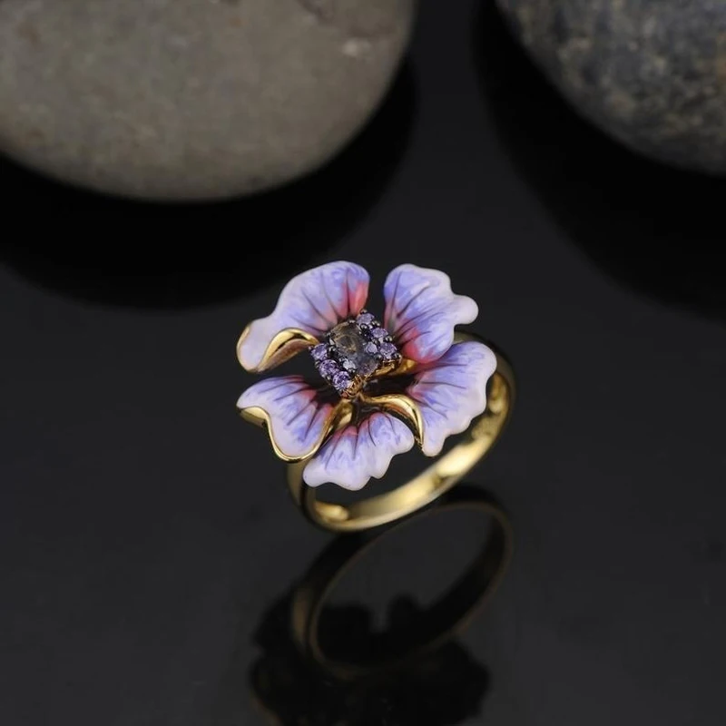 Modi dame floret nakit rojstni dan predlog datum posla poročno cvetje crystal ring velikosti 6 7 8 9 10