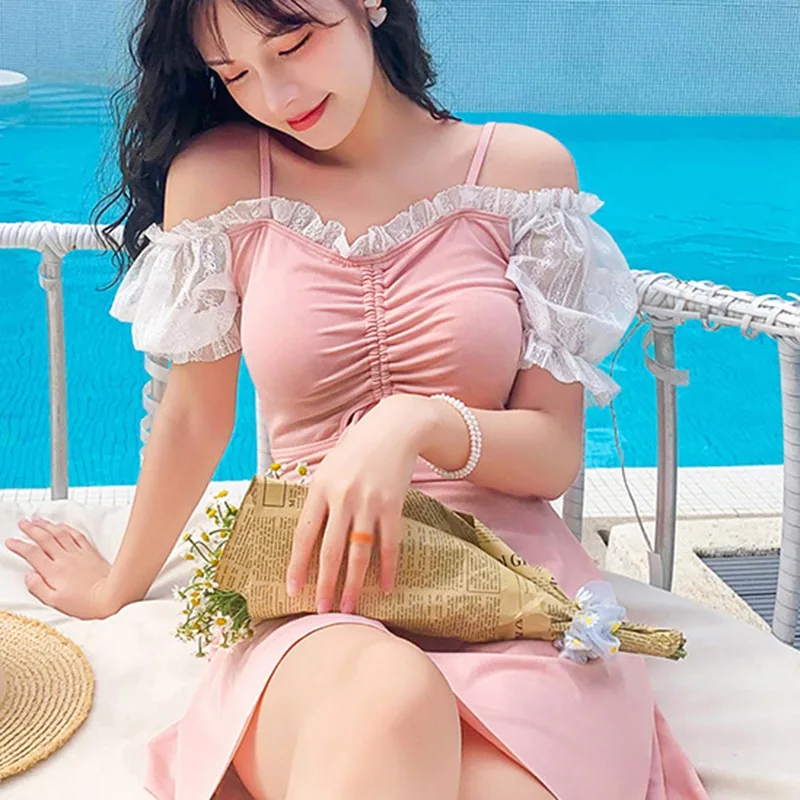Moda Korejskem Slogu Cute Sweet Seksi Zbrali Slim Očesa Design Suspender Krilo Iz Enega Kosa Kopalke
