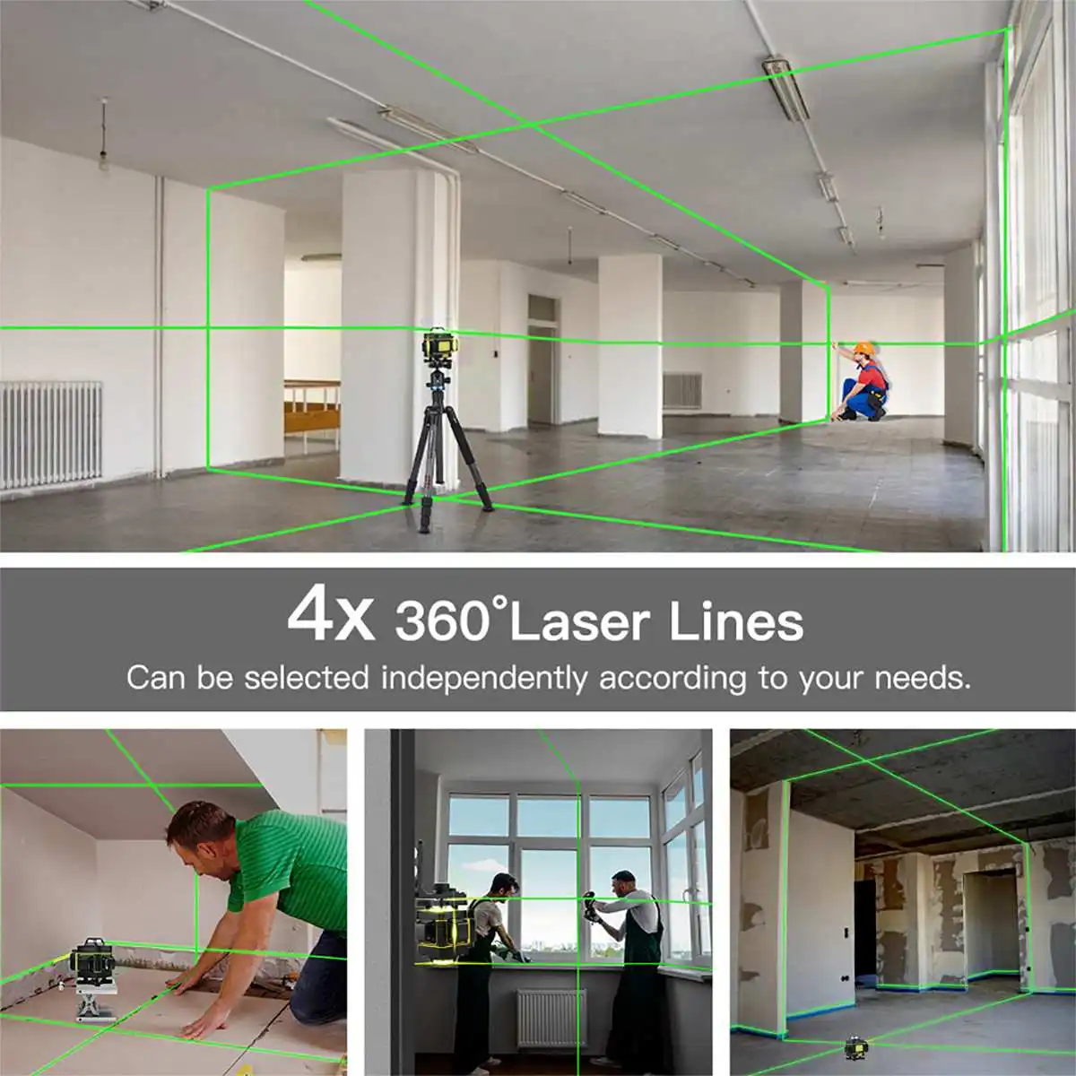 Laser Ravni 16/12 Linije 4D Zeleno Luč LED Zaslon Auto Self Izravnavanje 360° Laserske libele Vodoravno Navpično Križ S Stojalom