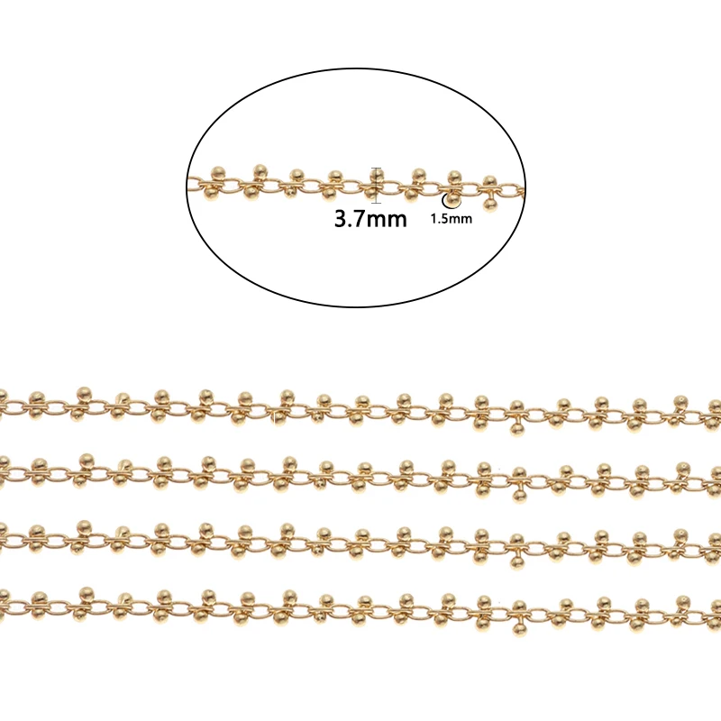 SAUVOO 1M/Paper Jam 3.7 mm Zlato Dvojno Kroglice Verige Večino Verige Za DIY Nakit, Izdelava Oskrbuje Debelo Ročno Pribor