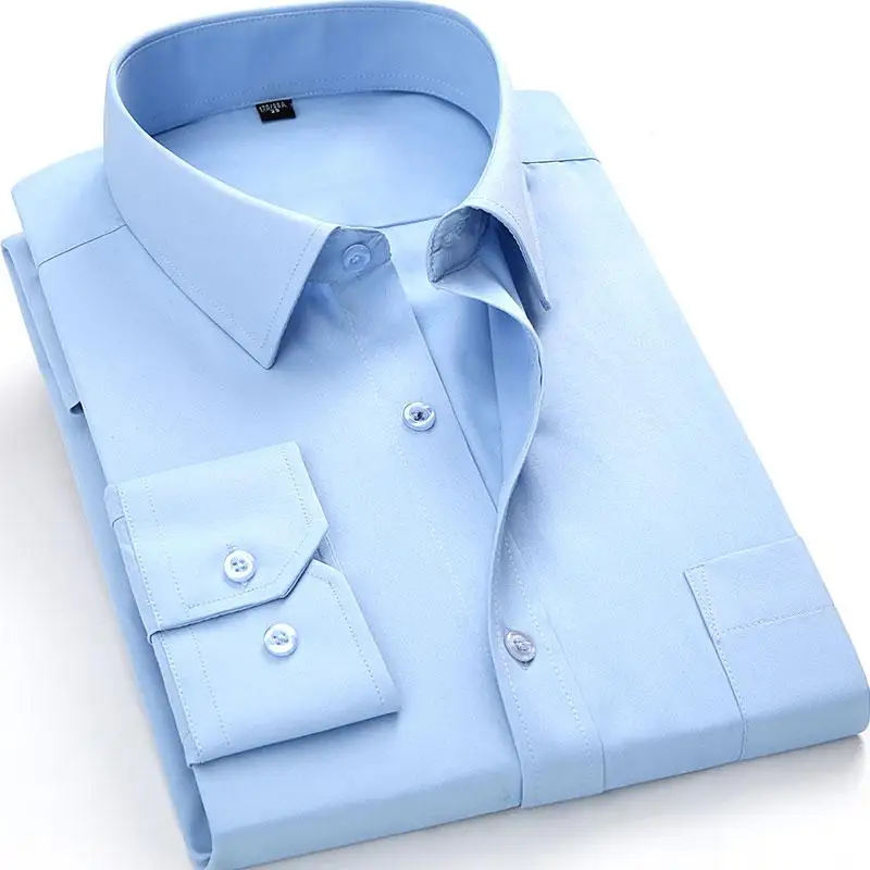 Novo 2021 Moških Obleko Srajco Moda Keper Trdna Poslovna Oblačila Formalno Dolg Rokav z Prsni Žep Moški Socialne Športna Majica