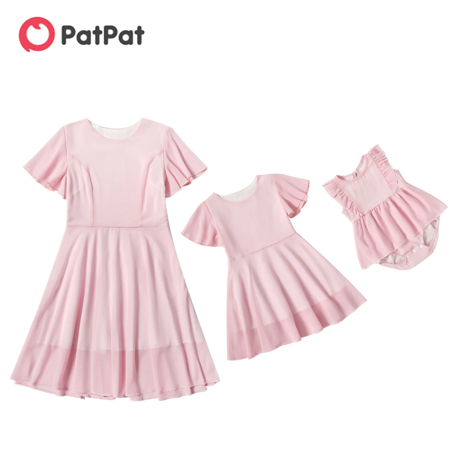 PatPat 2021 Novo Poletje Trdna Roza Ujemanje Obleke za Mamica in Mi