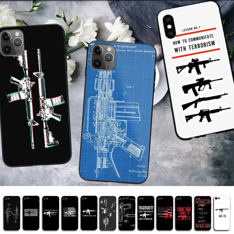 MaiYaCa AR-15 Pištolo Ameriške Puške Zastava Primeru Telefon za iPhone 11 12 pro XS MAX 8 7 6 6S Plus X 5S SE 2020 XR pokrov