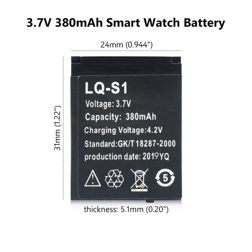 1/2/3/4PCS Trajne Pametno Gledati Baterije LQ-S1 3,7 V 380mAh Polnilna litij-LQ S1 Baterija Za Smart Watch QW09 DZ09 W8 lqs1