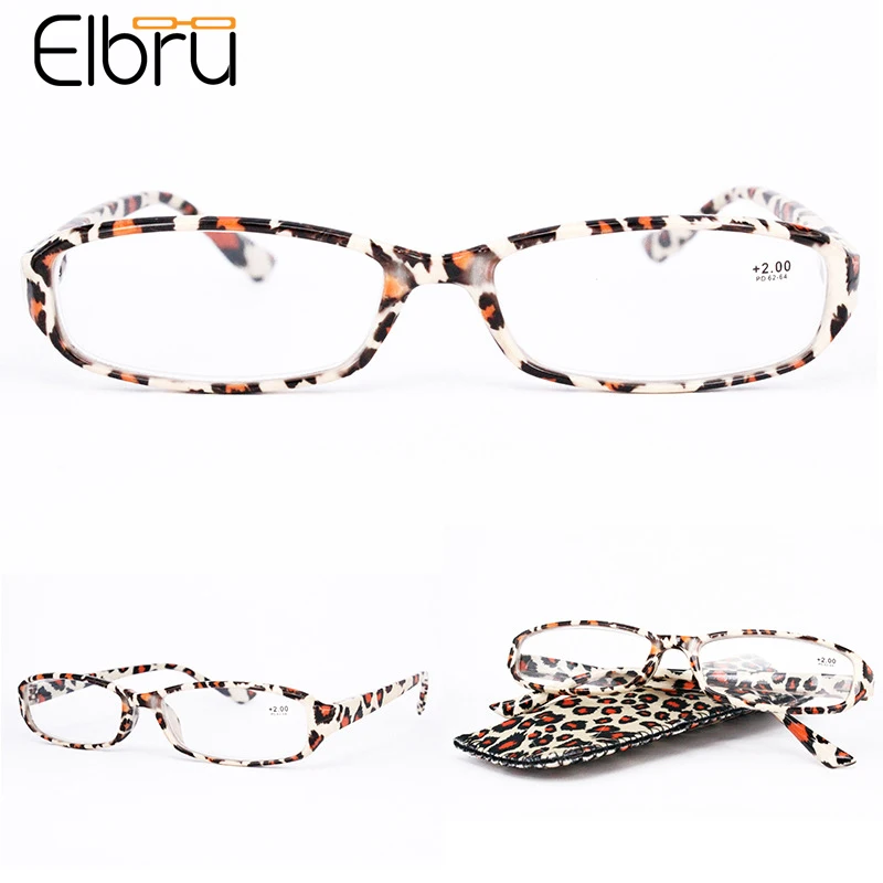 Elbru Prenosni Obravnavi Očala Spomladanski Tečaj Pravokotne Cvet Natisnjeni Presbyopic Očala Z Očali Žep +1.0 +3.5
