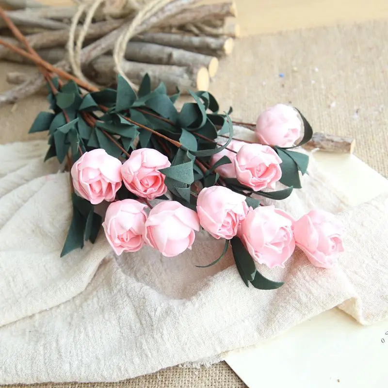6 Glav / Šopek Rose Pink Svile Umetno Cvetje DIY Stranka Festival Dekoracijo Ponaredek Cvetja za Dom Poroko Dobave