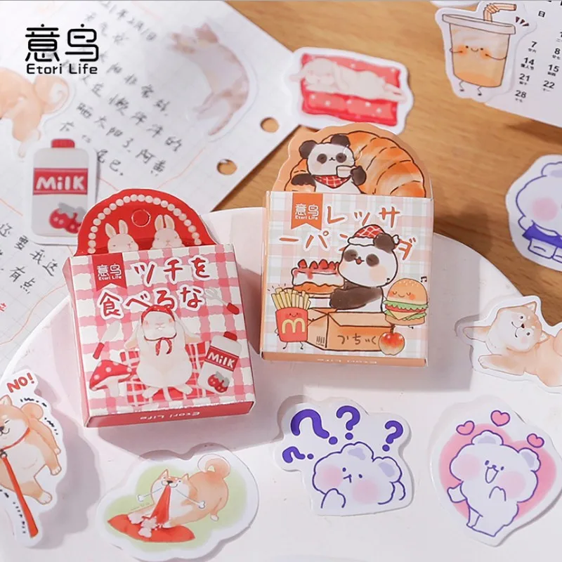 45pcs Mini box nalepke Boxed srčkan živali serije rdeči panda pingvin papir scrapbooking DIY nalepke