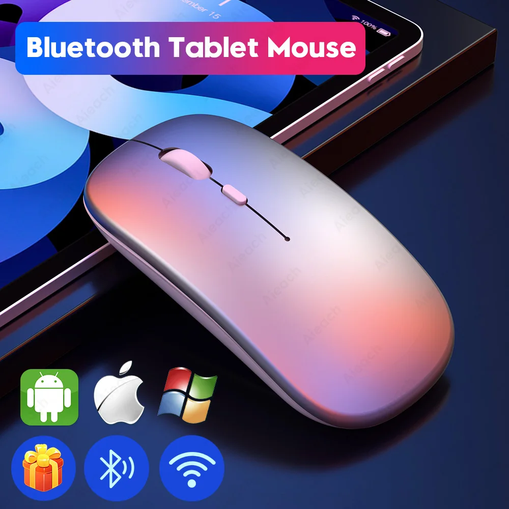 AIEACH Bluetooth Miško Za iPad, Samsung, Lenovo, Huawei Android, Windows Tablete za ponovno Polnjenje Brezžično Miško Za Računalnik Macbook