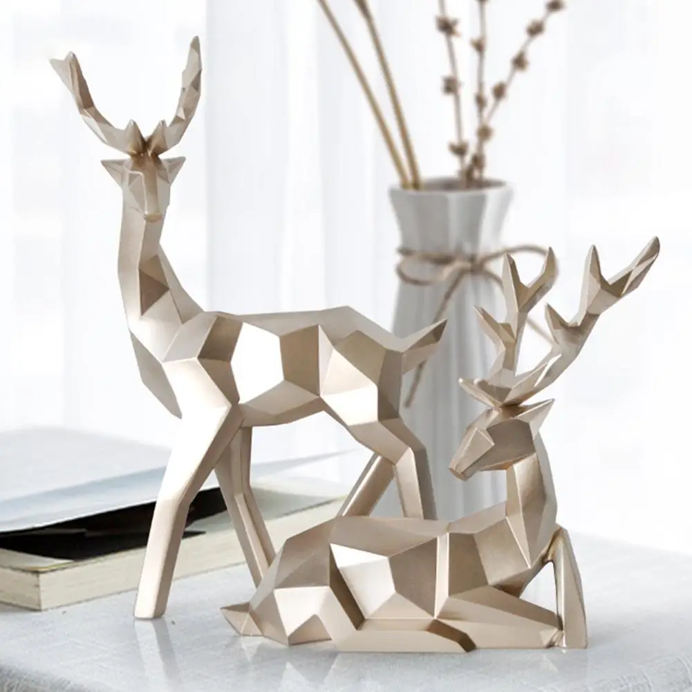 2Pcs Geometrijske Nekaj Jelena Kip Elk Kiparstvo Figur Doma Dnevna Soba Dekor 3D tiskanje tehnologija odlično kiparstvo lepo
