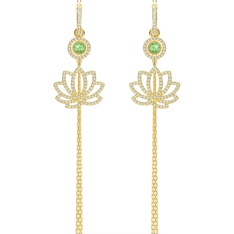 SWA 2020 Novo Om Lotus Zeleno Kristalno Serije Obleko, Cvetočih Lotus Ogrlico, ki Predstavlja Mir In Je Najboljše Darilo Za Ženske