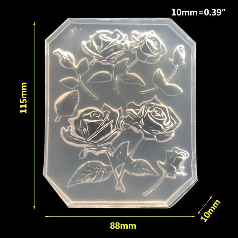 Novo Ogledalo DIY Ročno UV Kristalno Epoksi Plesni Z Listi Big Rose Nakit Obesek Dodatki