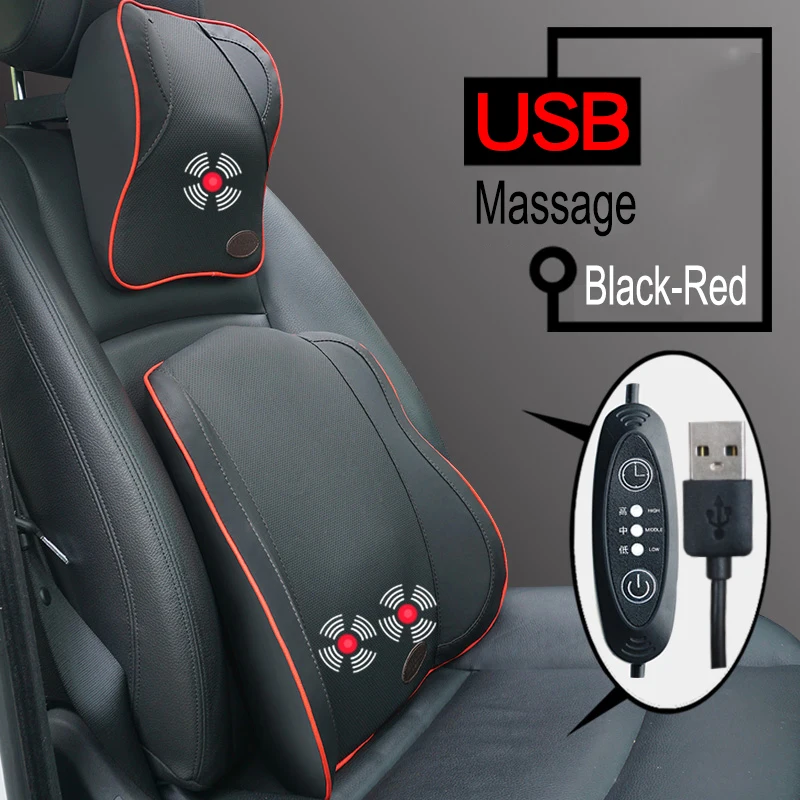 Polnilnik USB Električni Vibracije Avto Massager Blazino Lajšanje Bolečin Avtomobilski Sedež Nazaj Vzglavnik Vratu Blazino Blazine za Podporo Pasu Blazino
