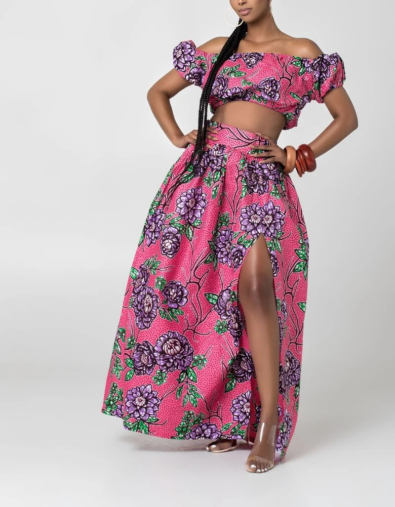 Ankara Afriške Obleke za Ženske Dashiki Tiskanja Vrhu Krila 2 Kosov Set Tradicionalna Afriška Oblačila Ženske Haljo Africaine Femme