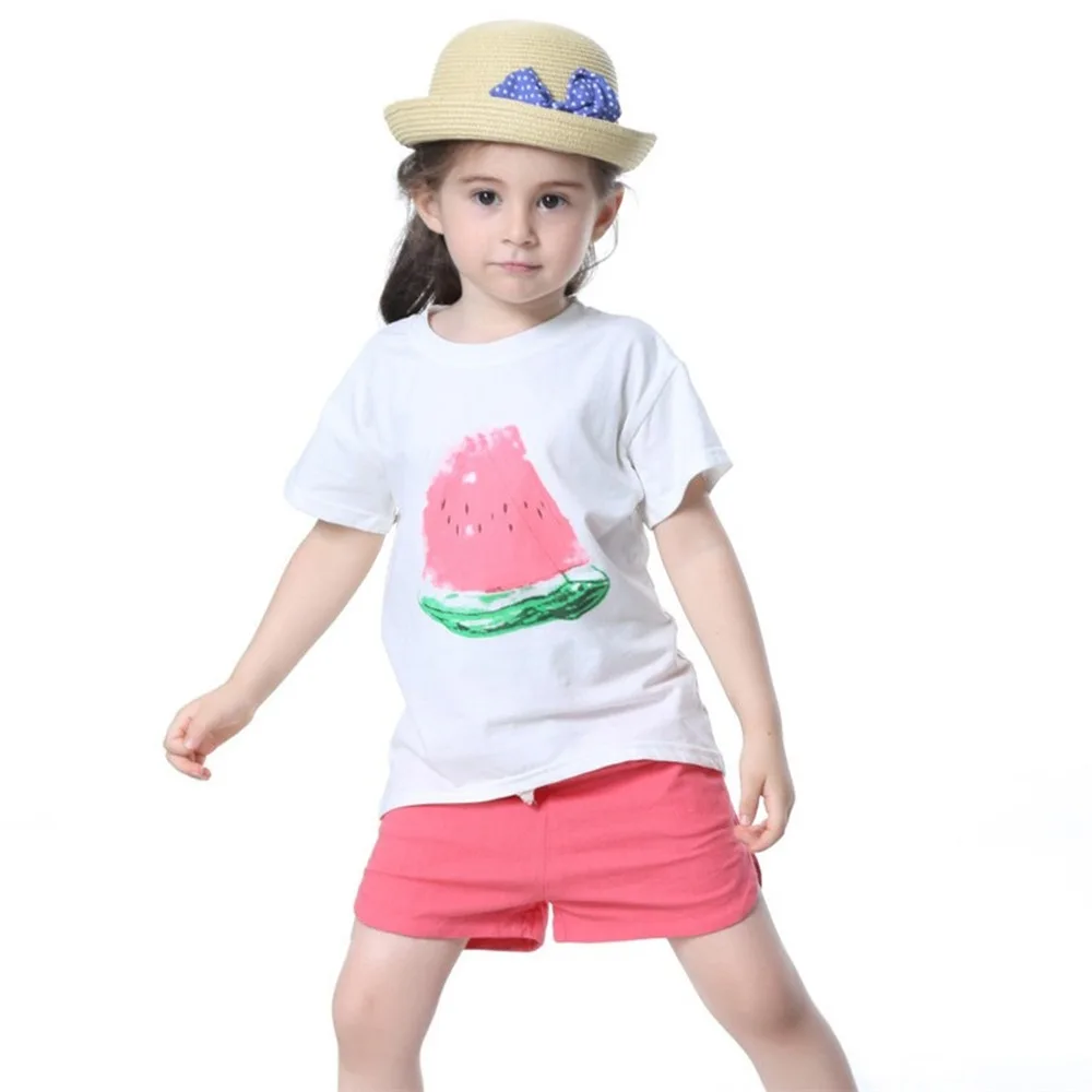 Poletje Novih Oblačil, ki Določa 2021 korejski Otrok Vrhovi Za Dekleta Priložnostne Lubenica Kratka sleeved majico, kratke Hlače Obleko Otroci Oblačila
