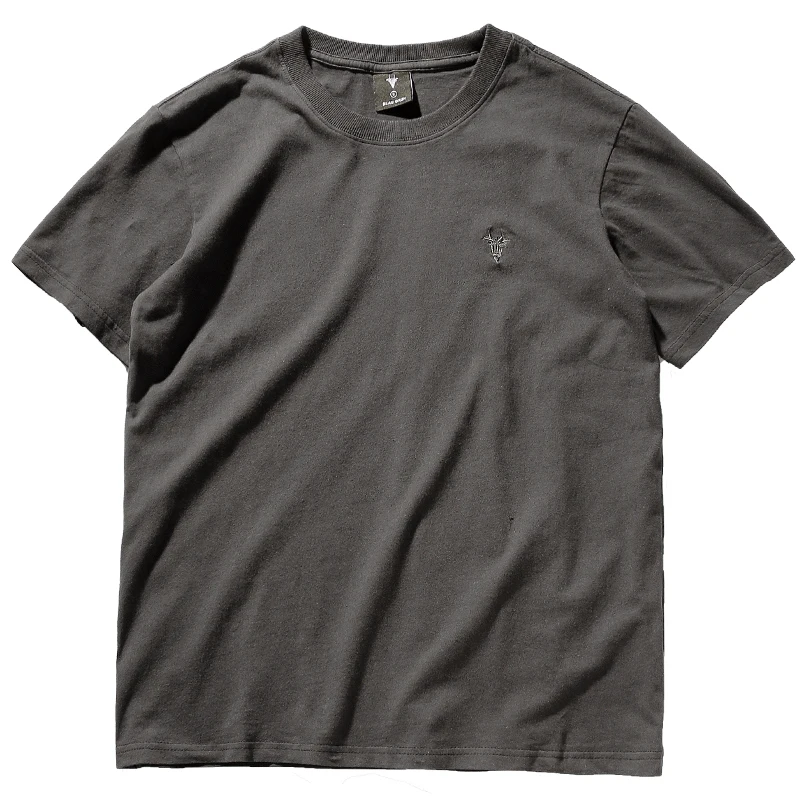 Poletje Nova Moda za Moške Preprosta, Kratka sleeved O-vrat Barva Vezenje T-shirt Bombaž Oprati Stare Dno Slim Vrhovi