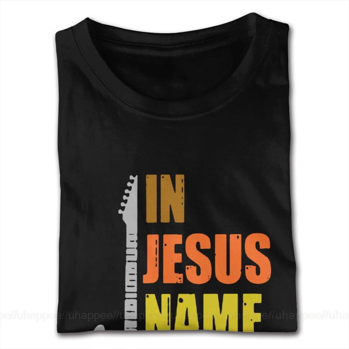 Tiskani Kitaro V Jezusa Ime Sem Igral T-Shirt Moški Osebno Kratka Sleeved Ultra Bombaž Krog Vratu Tee