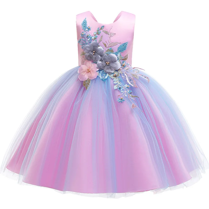 Novi Cvet Dekle, Princesa Stranka Obleko Sanje Poroko, Rojstni Dan Elegantno Cvet Obleke Otrok Mašno Obleko Otroka Otrok Tutu Oblačila
