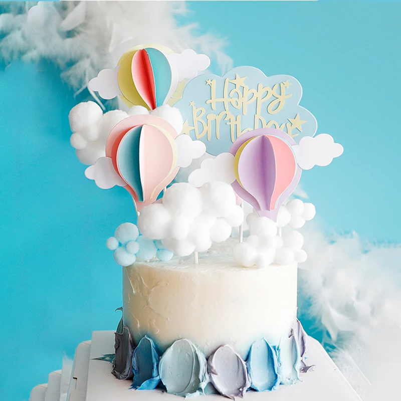 Mavrica Happy Birthday Cake Pokrivalo Dekor Rojstni Dan Samorog Torto Mehko Pompom Oblak Cupcake Toppers Zastav Svate Baby Tuš