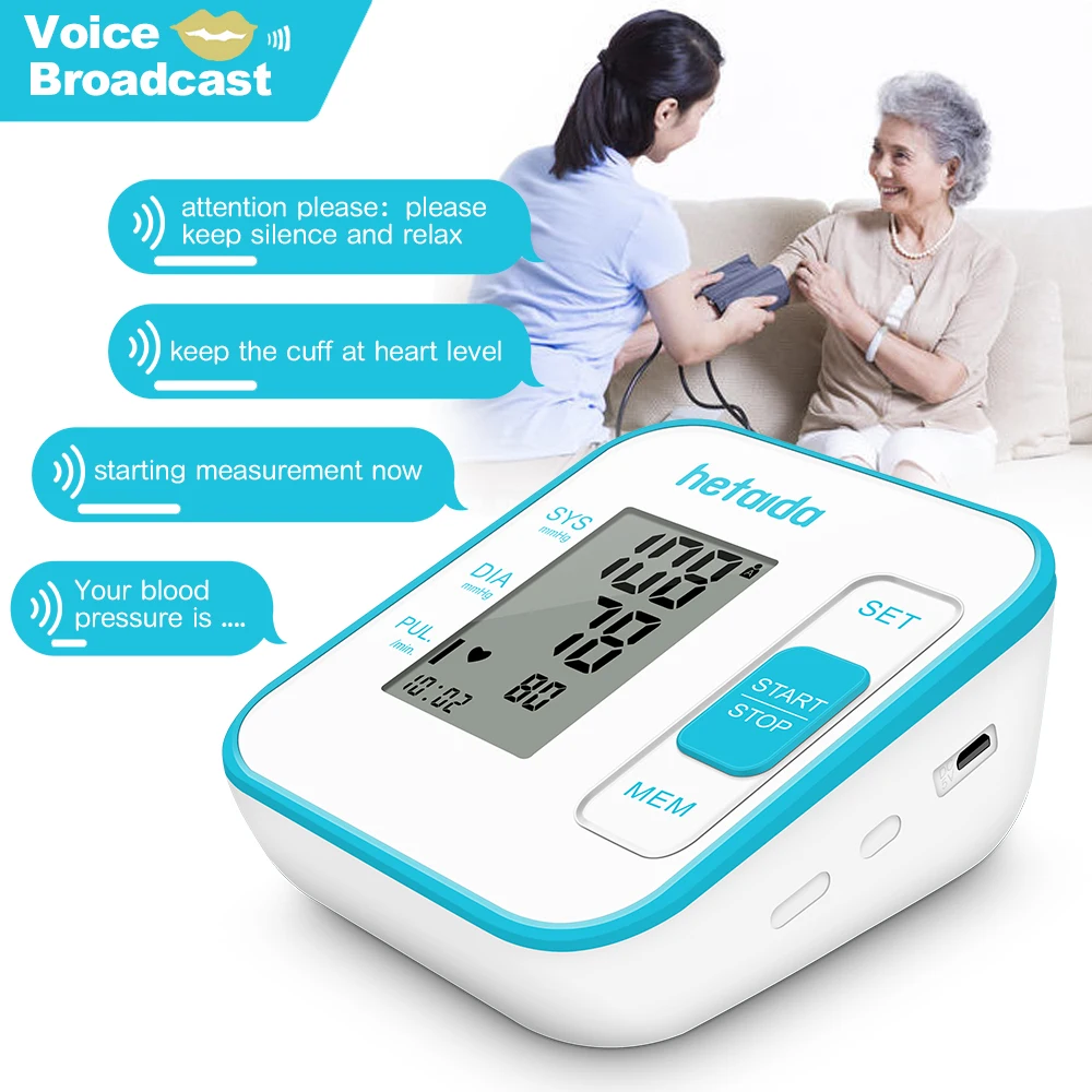 HeTaiDa Samodejno Tonometer Digitalni Roko Tenziometra Srčnega Utripa Nadlaket Krvni Tlak Monitor Medicinske Sphygmomanometer