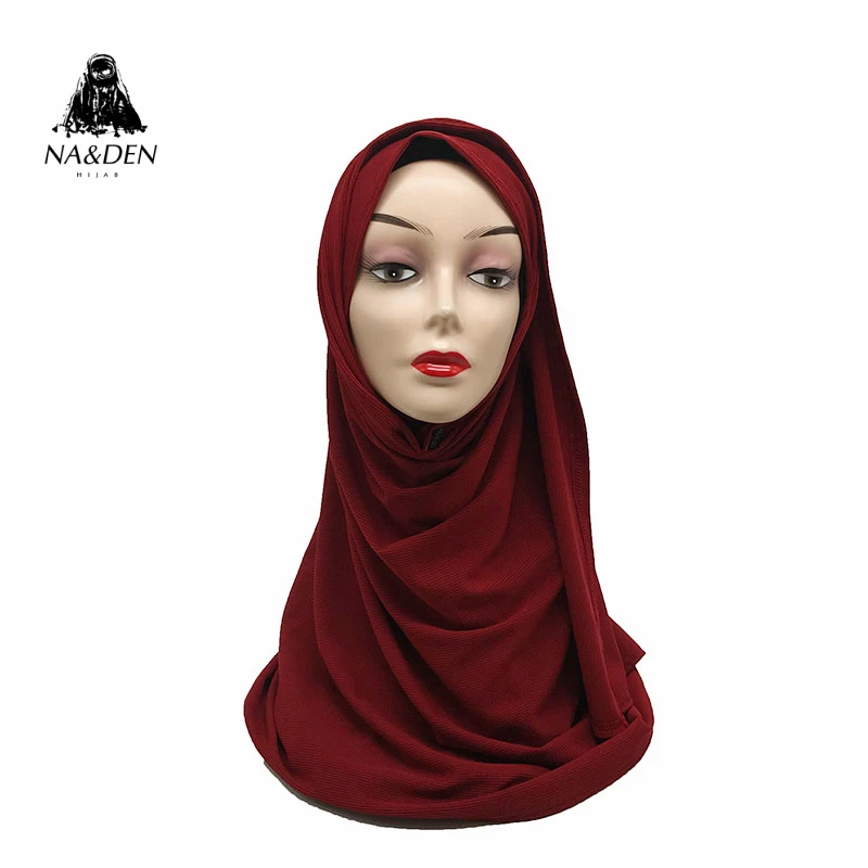 1PCS NOVA Islamska dihanje oblačila hidžab ženske glušnika trdna šal Hi-Q osnovne Malezija muslimanskih headscarf Stretch, rebrast jersey ruta