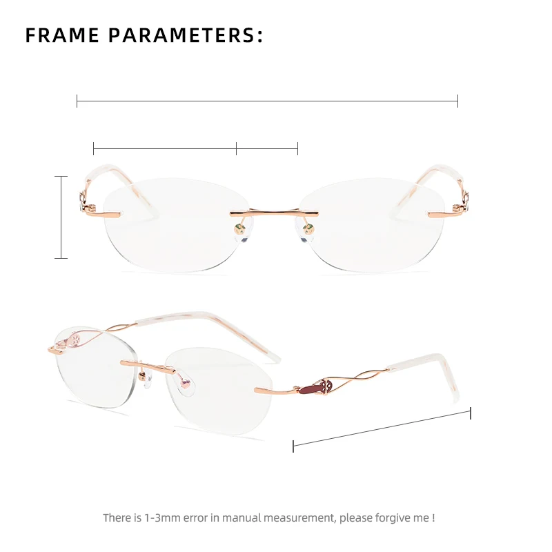ZIROSAT 2378 Rimless Zlata Očala Okvir Ženske Lahka Teža Optične Platišča Očala Okvirji Recept Očala za Kratkovidnost