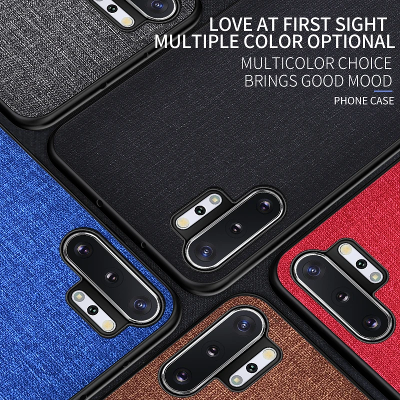 Tkanine, Tkanine Primeru Telefon za Samsung Note 10 Plus Mehko Črno Sivo Zeleno Razkošje Silikonski Primerih za Samsung S7 S8 S9 S10 Plus Kritje