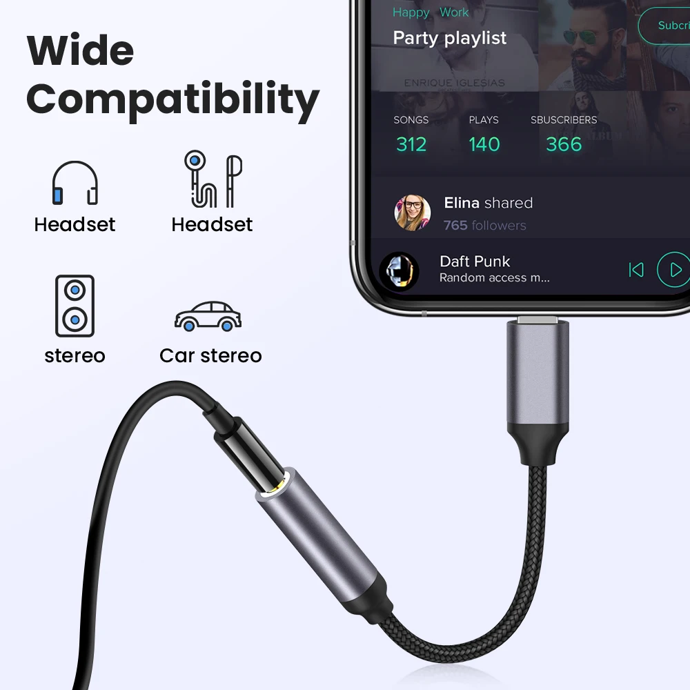 3.5 mm AUX Kabel Adapter Za iPhone 12 11 Pro Adapter za Slušalke Priključek Mini Audio Cepilec za iOS 14 Zgoraj Adapter