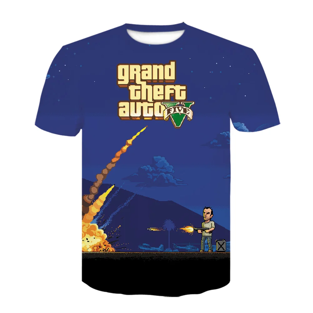Grand Theft Auto Igro GTA 5 Fantovske obleke Poletje 3D Majice Kul Otroci TShirt Pisane Natisni T-shirt v Tee Smešno 2021 Nova