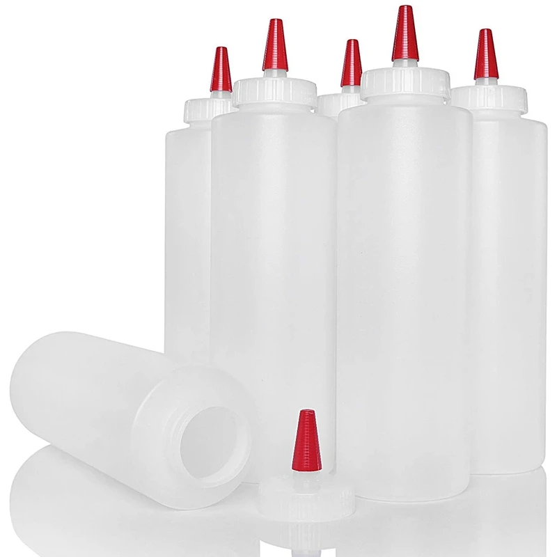 Promocija! Plastični Stisnite Začimba Steklenice z Rdečo Nasvet Kapa 16-Unča Sklop 12 Široka Usta